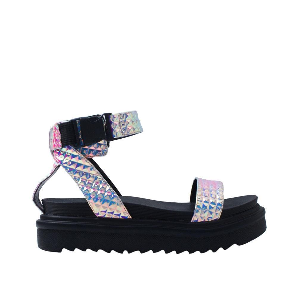 Black women flats with shiny pink upper-side view