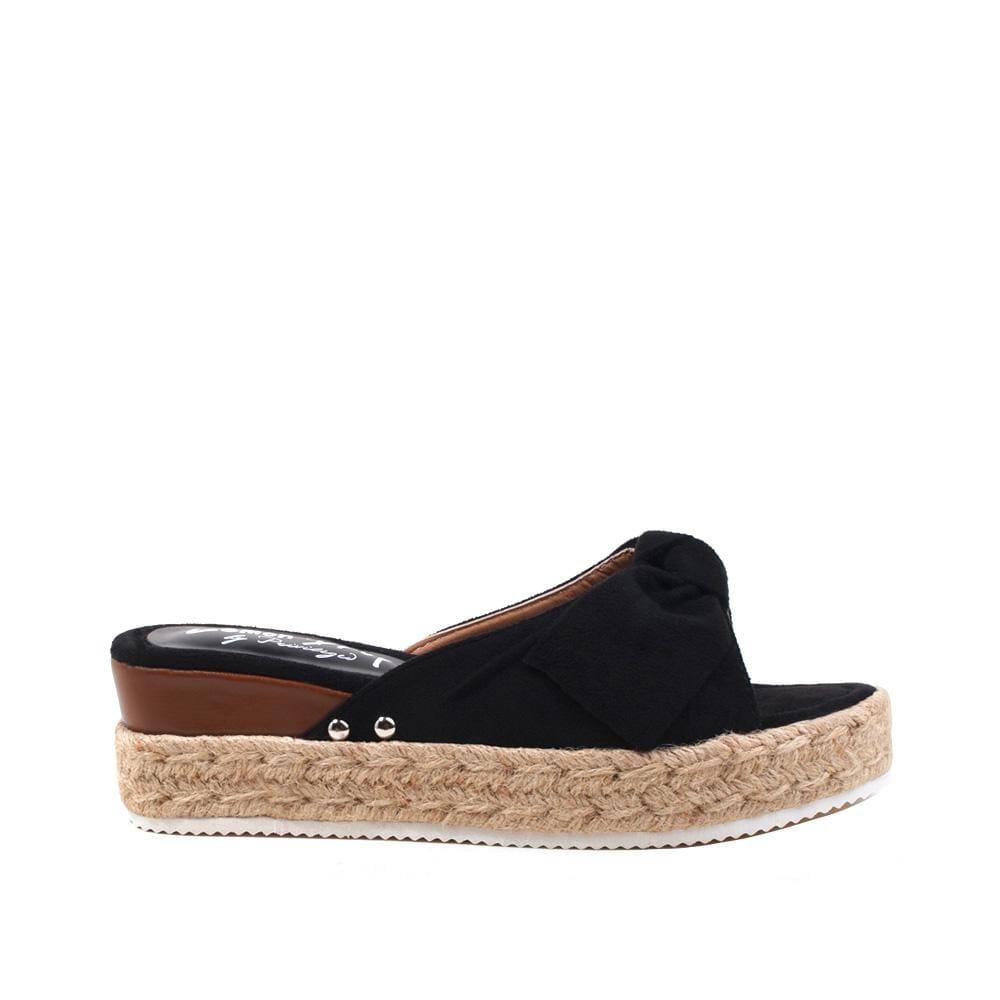 Black women platforms with skin embroided base