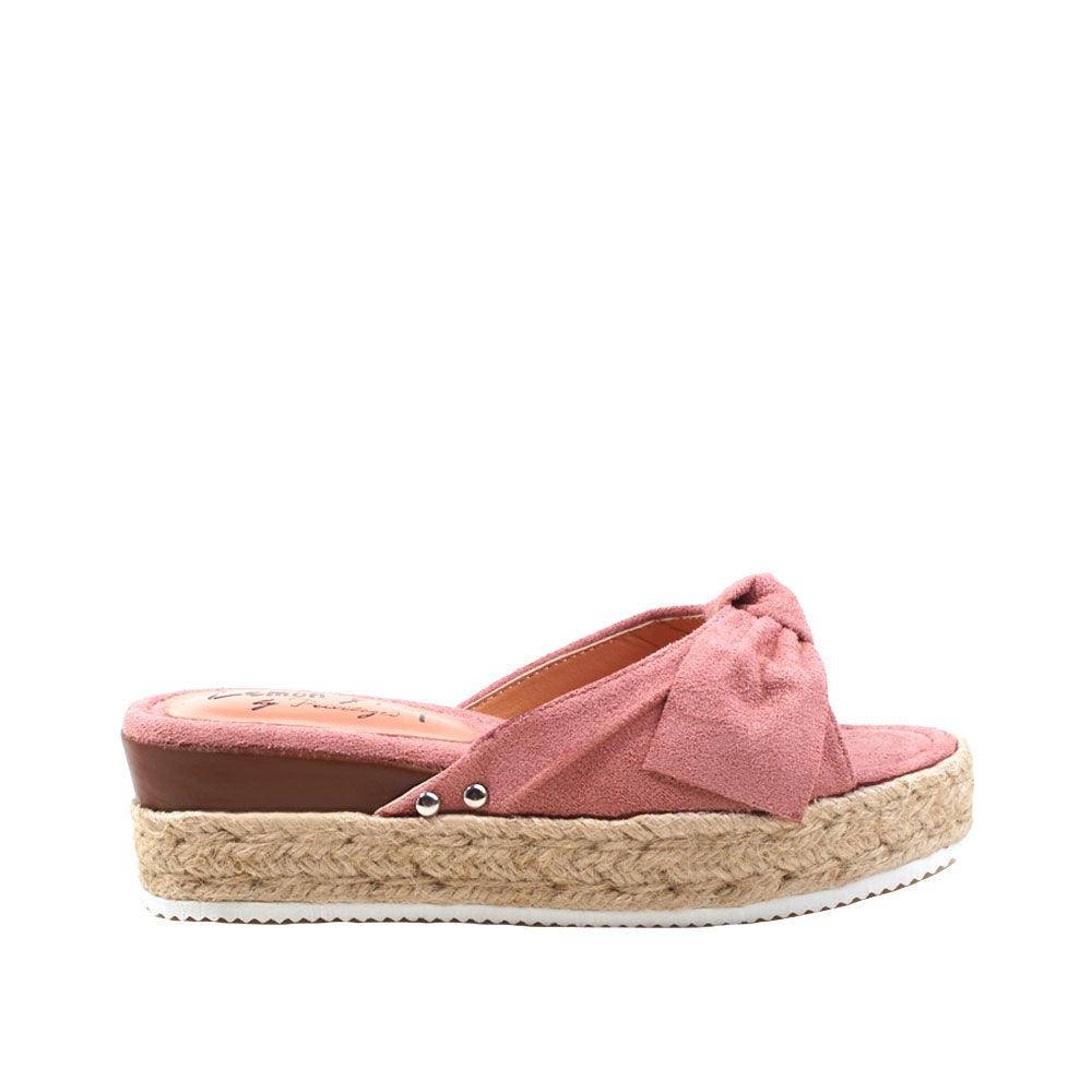 Pink women platforms with skin embroided base