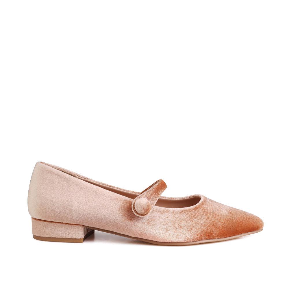 Velvet upper women shoes in champagne