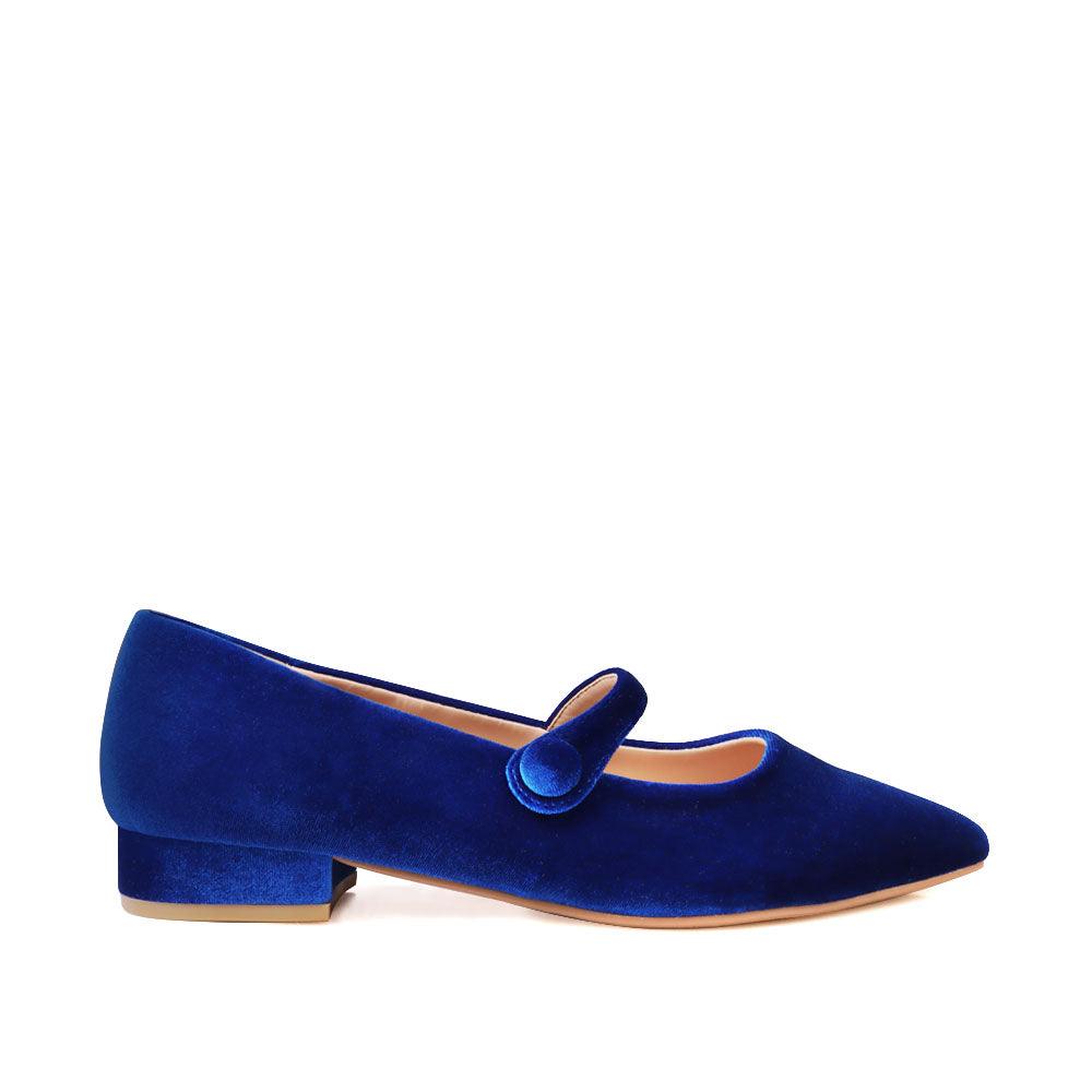 Velvet upper women shoes in cobalt