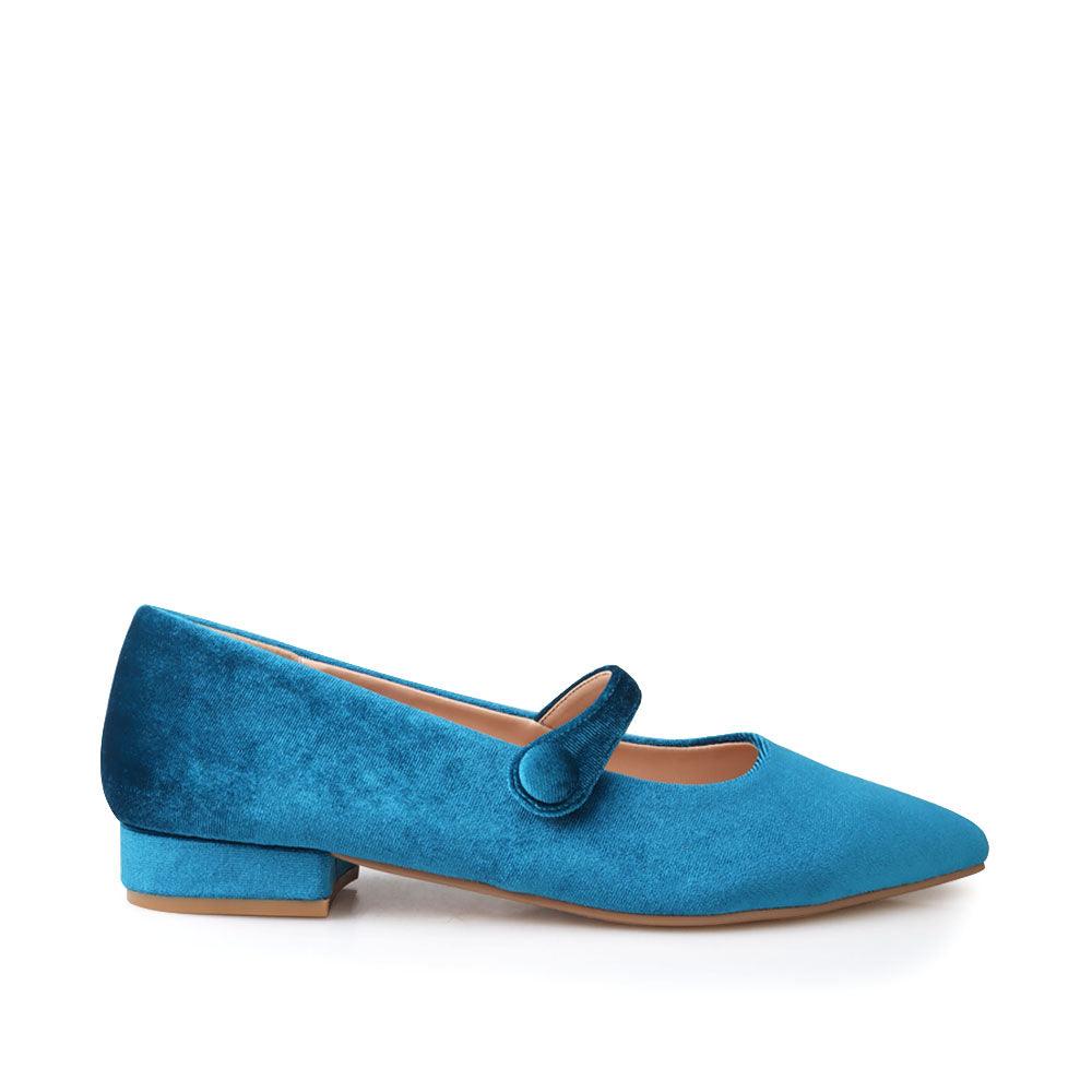 Velvet upper women shoes in dark teal