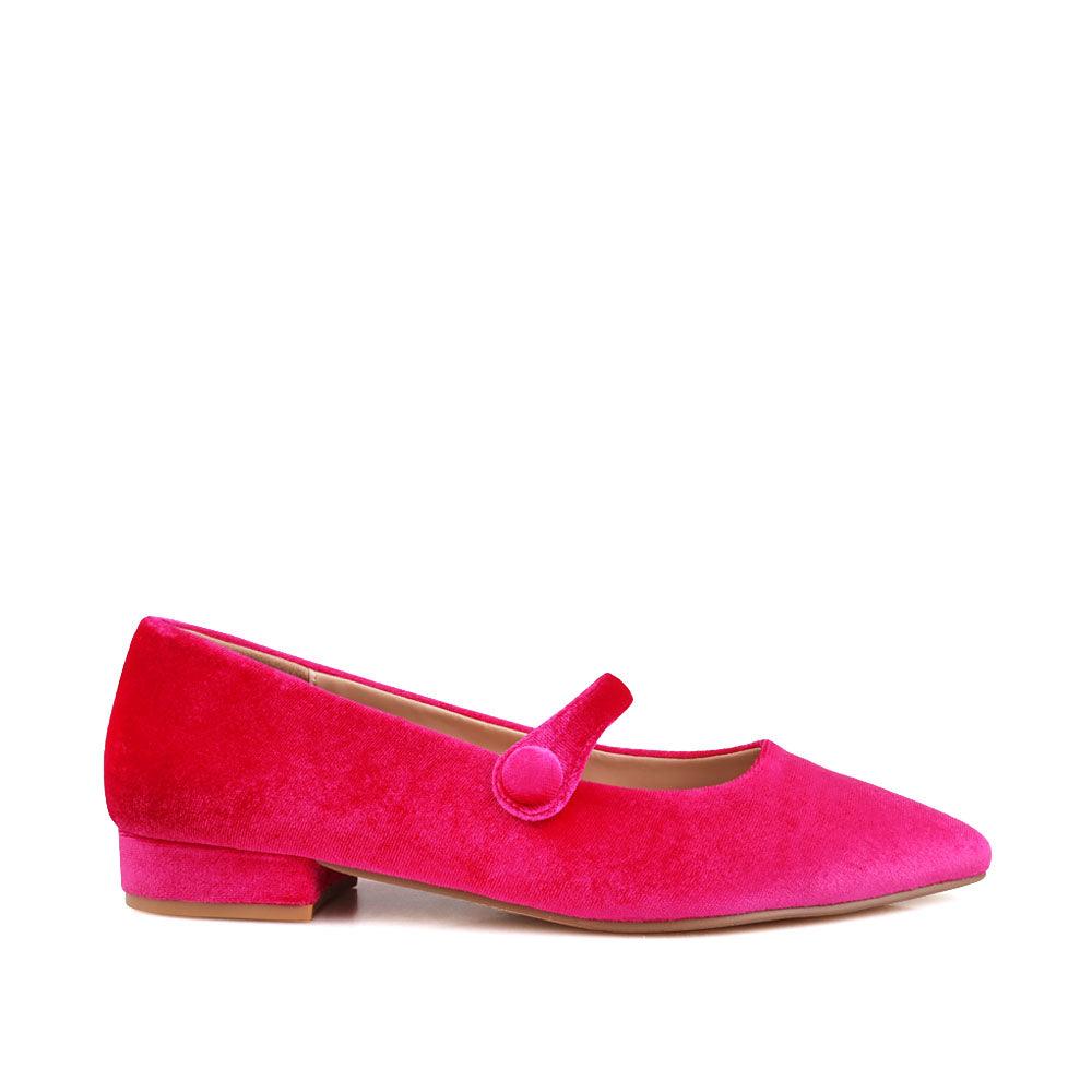 Velvet upper women shoes in fuchsia