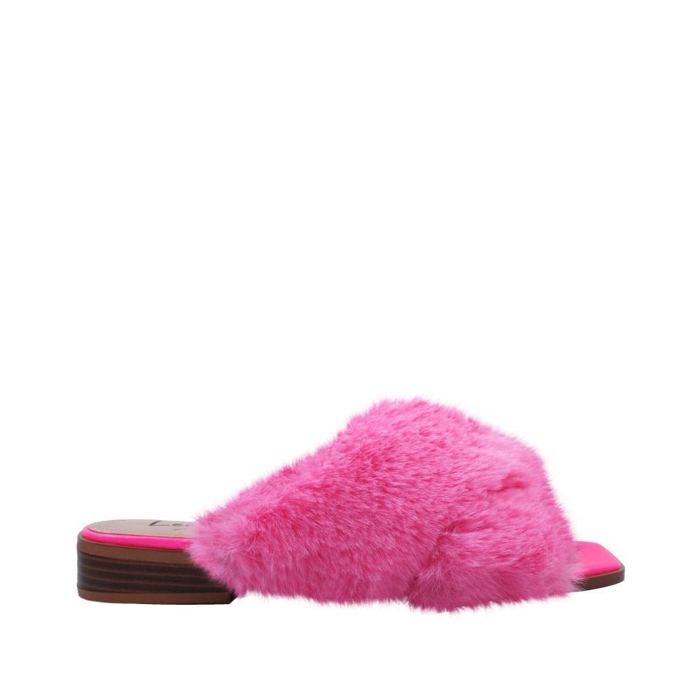 Women slip ons with faux fur accents in pink