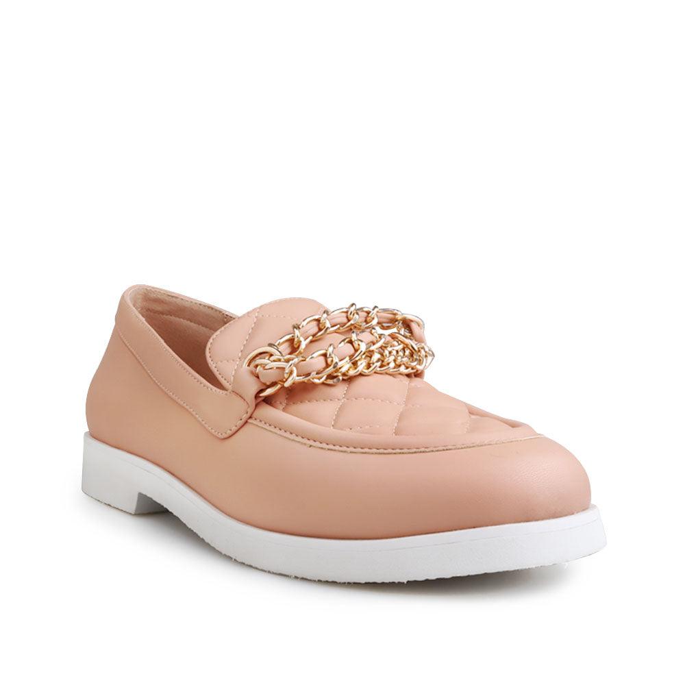 Nude foam cushioned insole with platform women's shoes-corner view