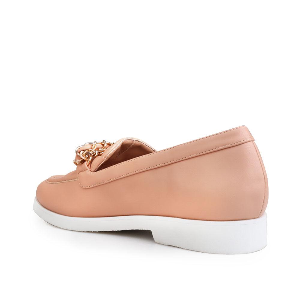 Nude foam cushioned insole with platform women's shoes-posterior view