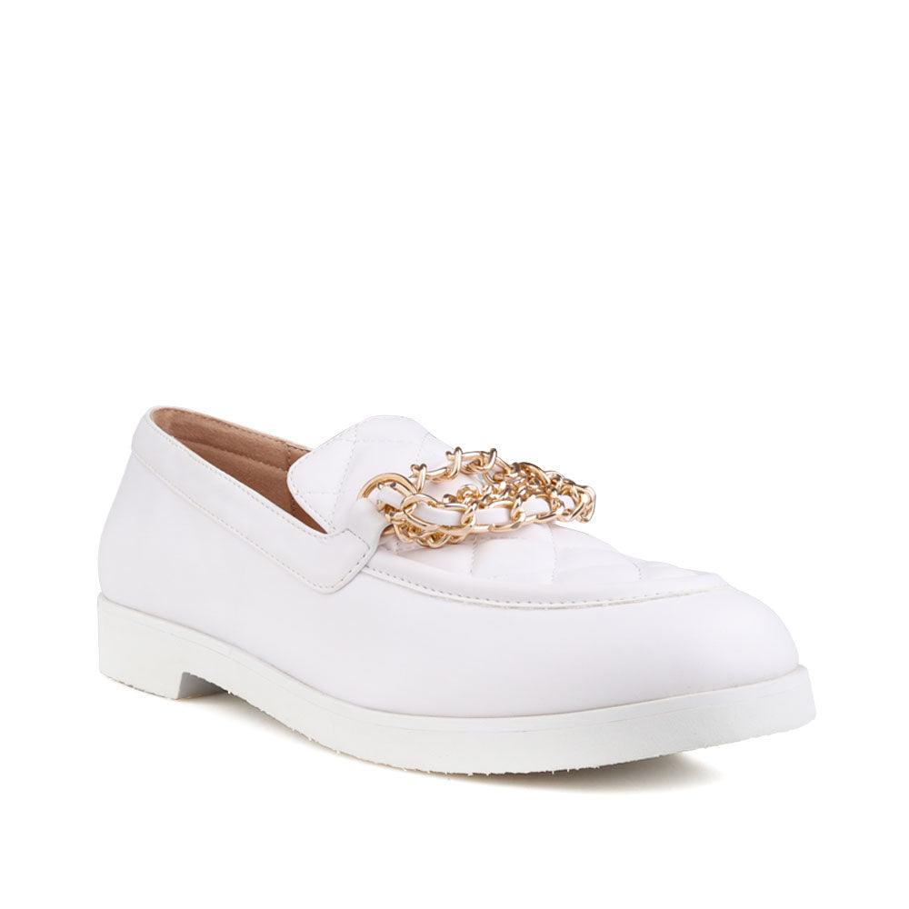 White foam cushioned insole with platform women's shoes-corner view