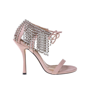 Pink colored women suede heels