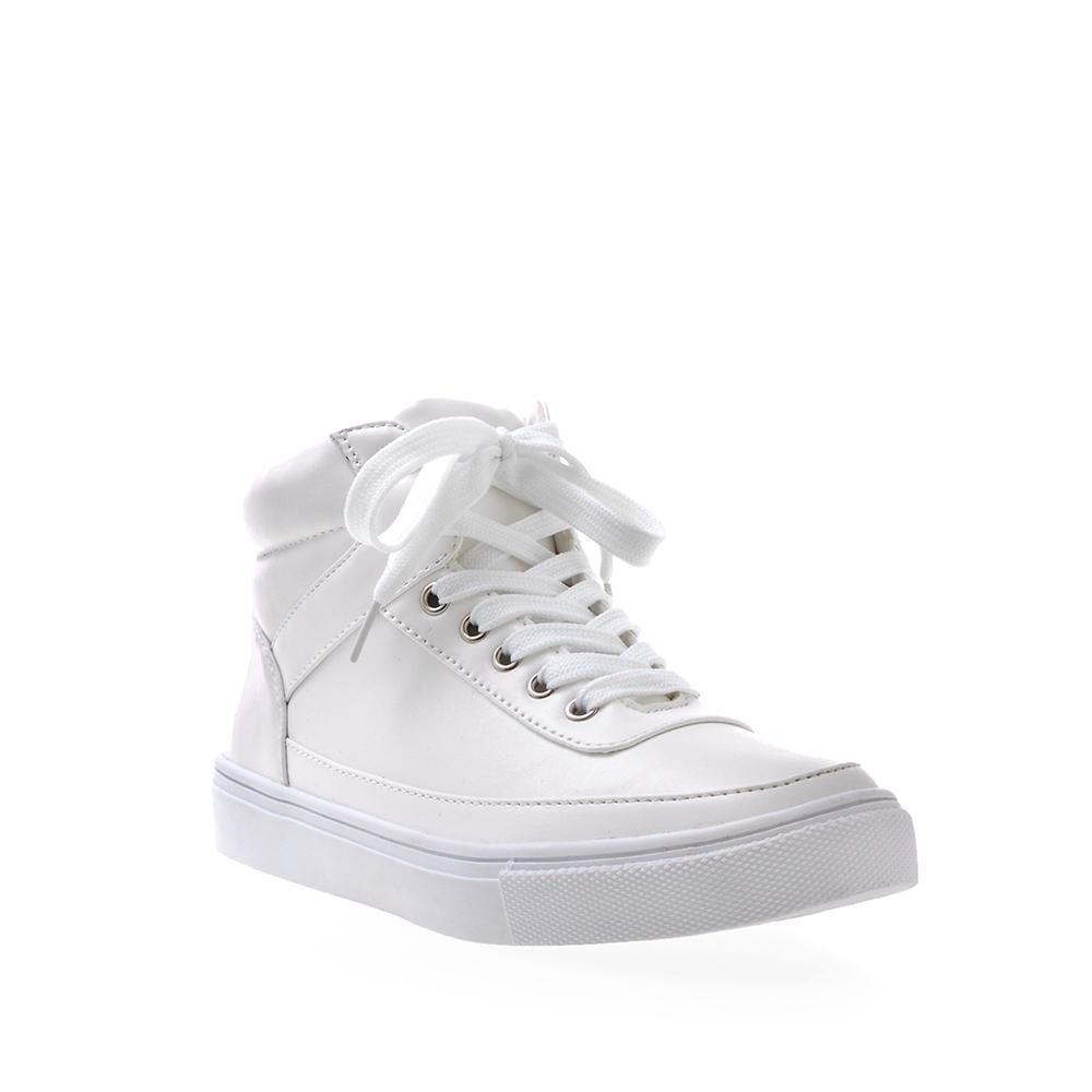 White women sneakers with laces-corner view