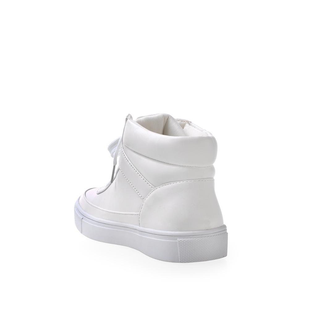 White women sneakers with laces-posterior view