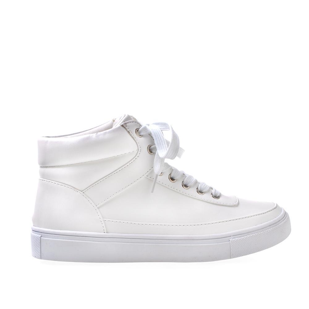 White women sneakers with laces-side view