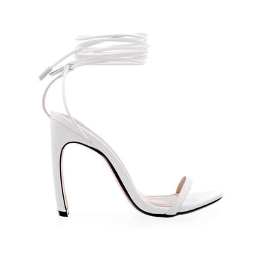 Ankle lace closure women heels in white