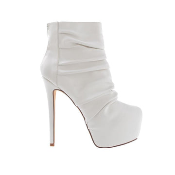 Leather upper women's heel in white-side view