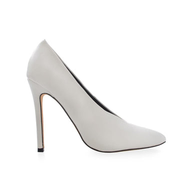 Textile upper women's heel in white-side view