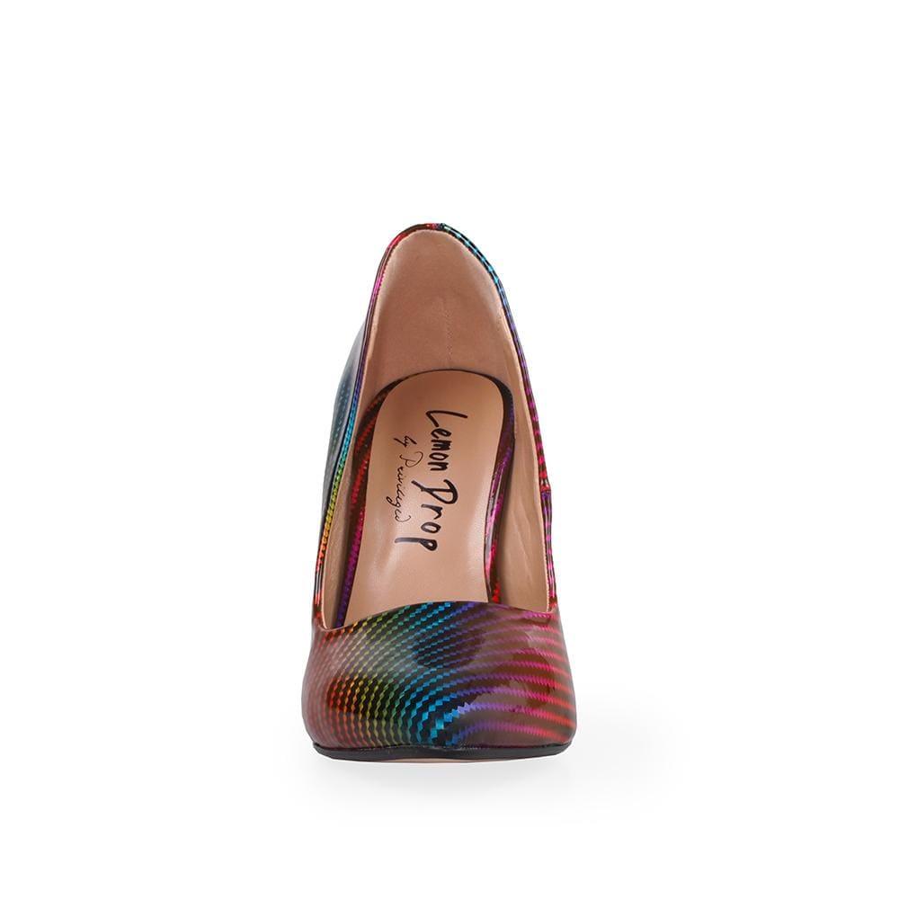 Rainbow ombre synthetic women's stiletto heel-front view