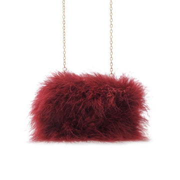 Furry women's clutch with golden chain