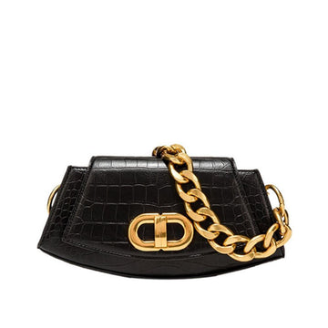 Women's purse in black with gold chain
