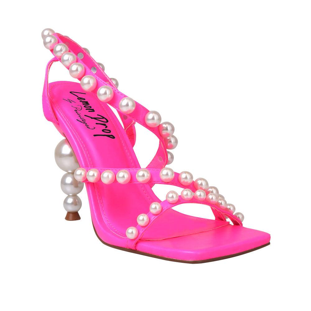 Pink Women Shoes With Beads - corner view