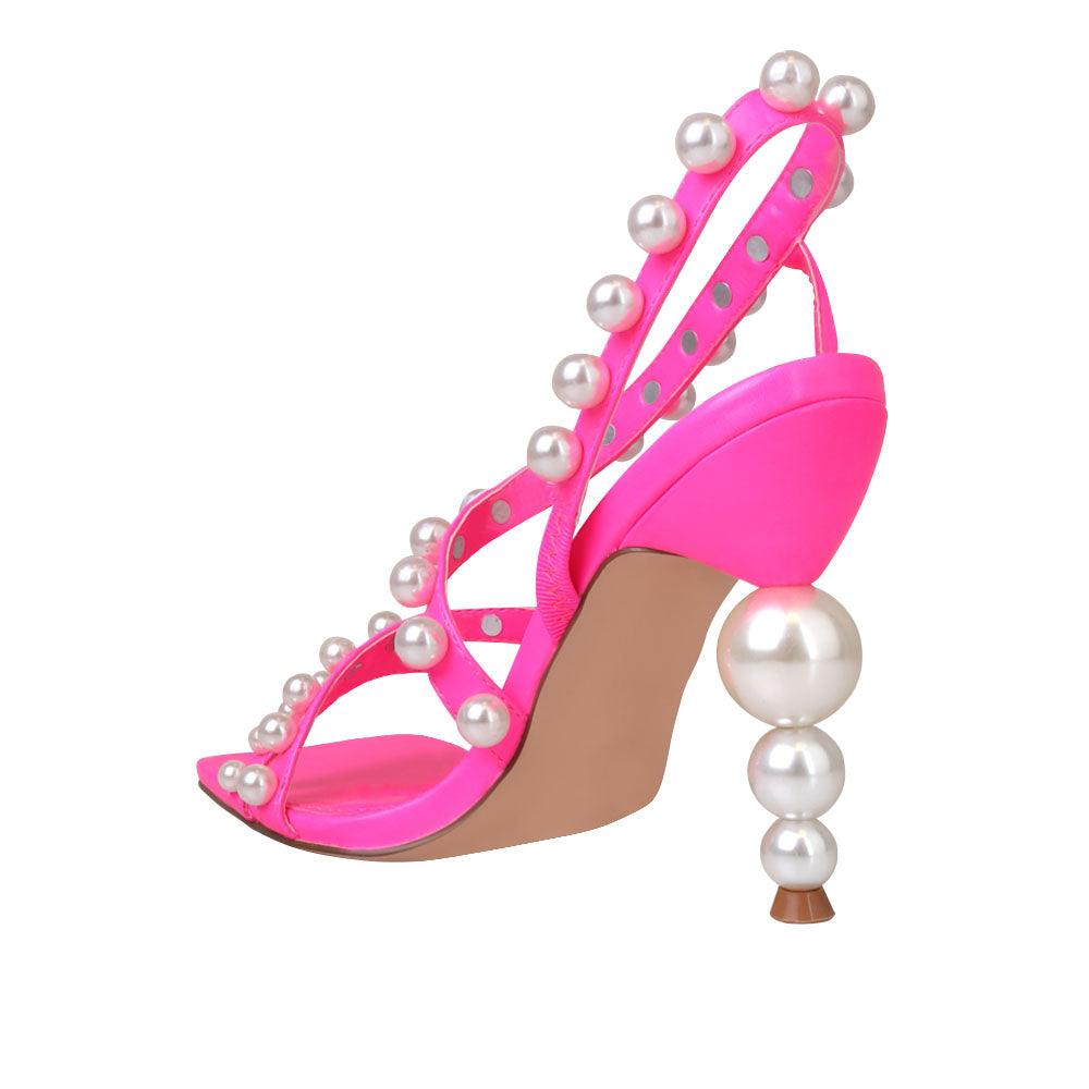 Pink Women Shoes With Beads - posterior view