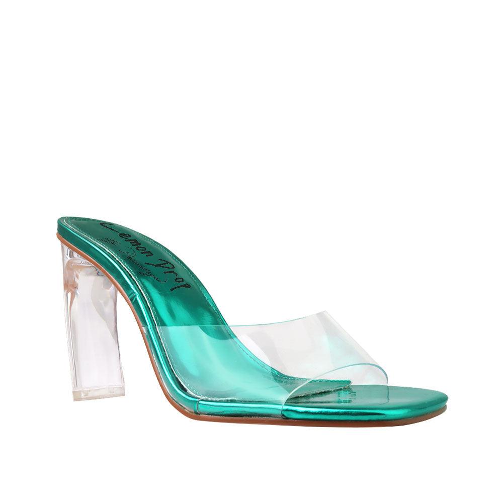 Green Women Shoes with Transparent top - corner view