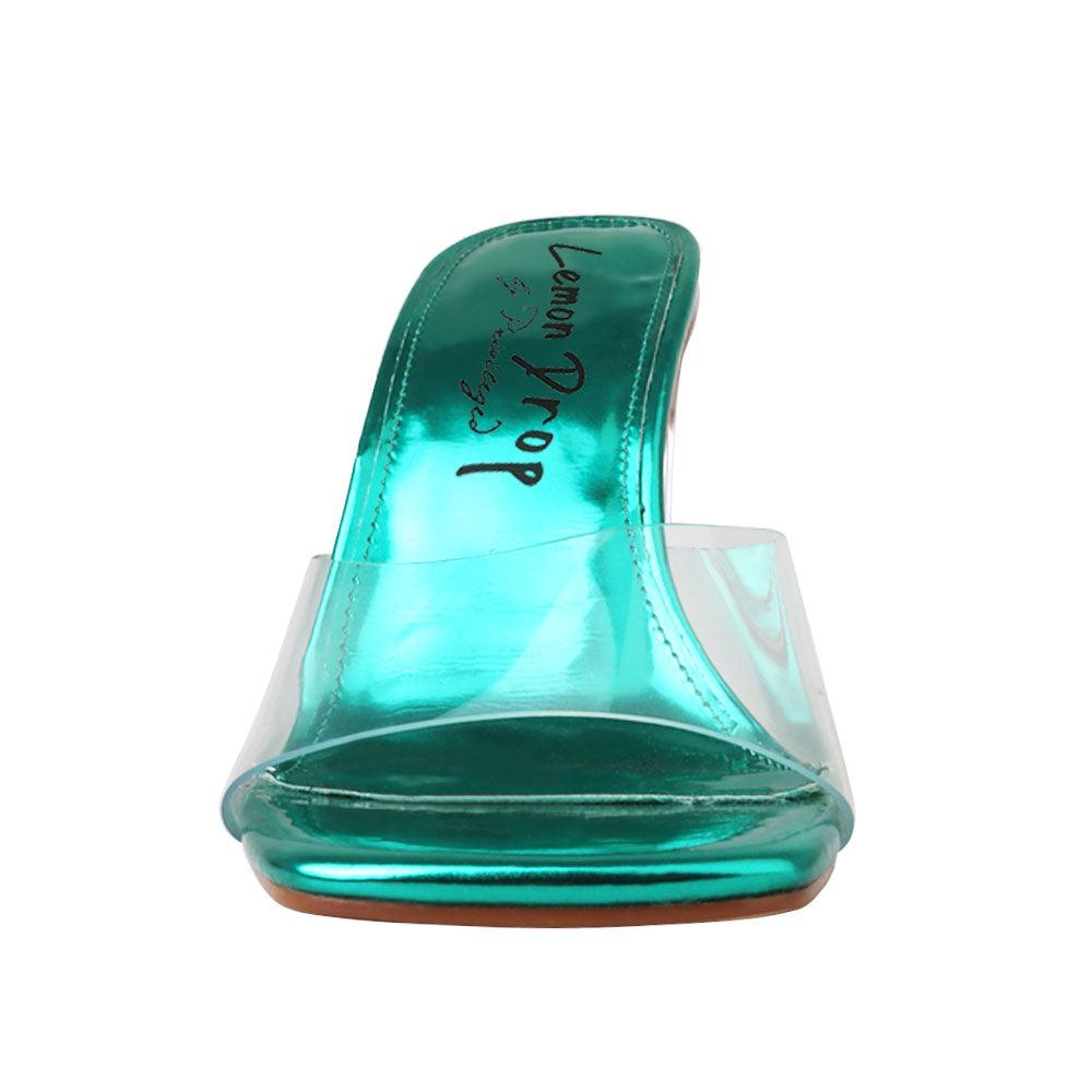 Green Women Shoes with Transparent top - front view