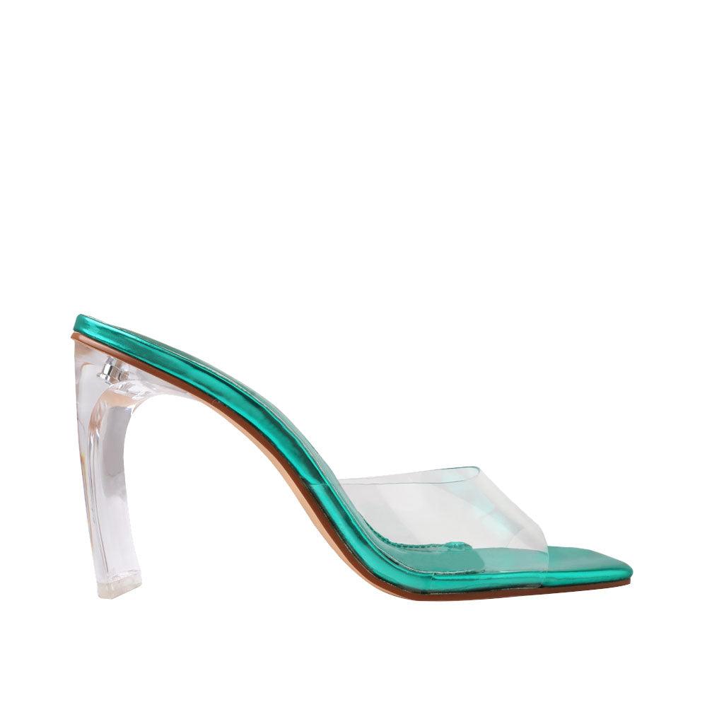 Green Women Shoes with Transparent top - side view