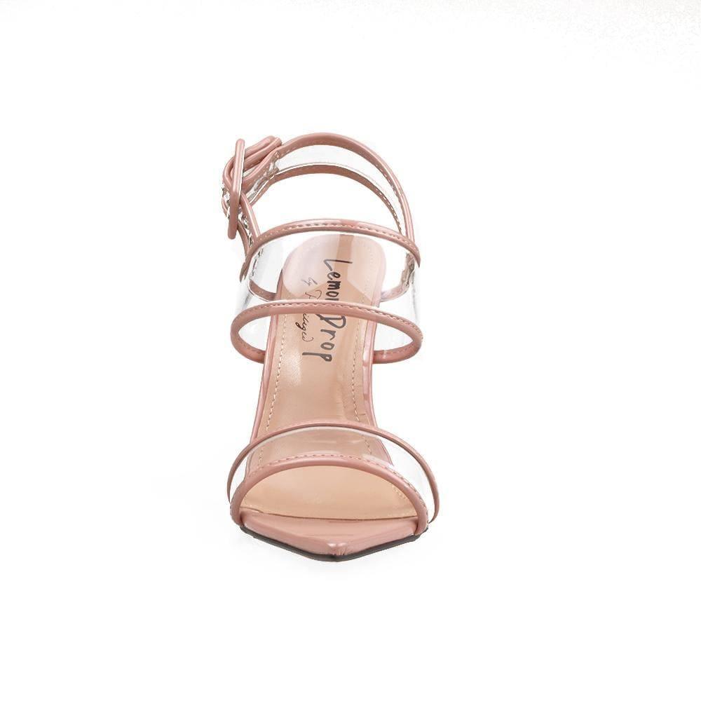 Nude colored women heels with back buckle - front view