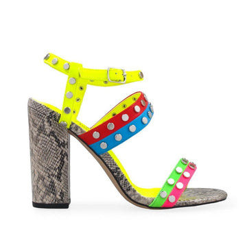 Multi-colored women heels with snaked colored platform