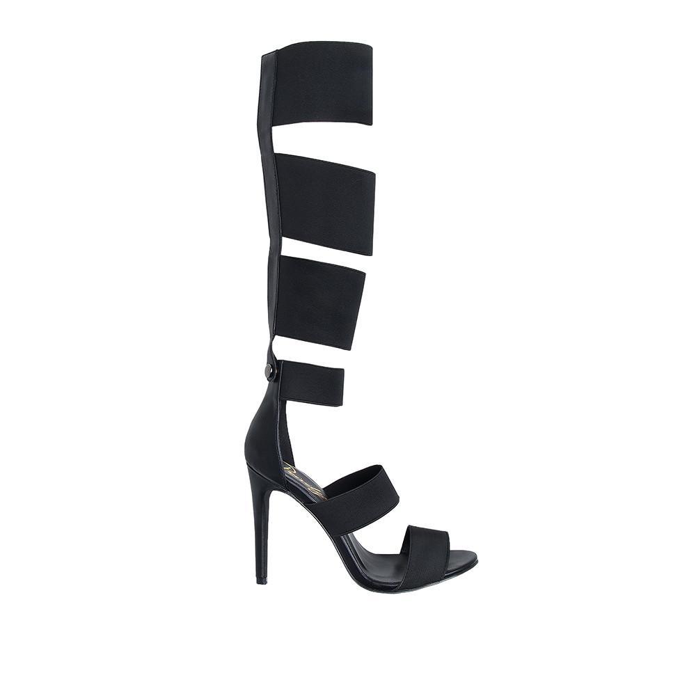 Black colored women high heels with four straps