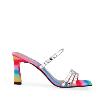 Multi coloured women heels with rhinestones