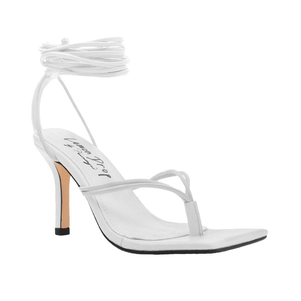 Lace tie up square toe women's heel in white-corner view