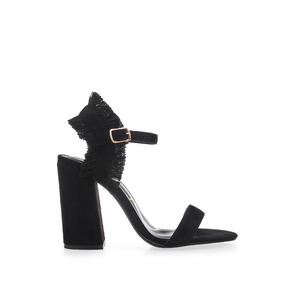 Vegan leather women's block heel in black