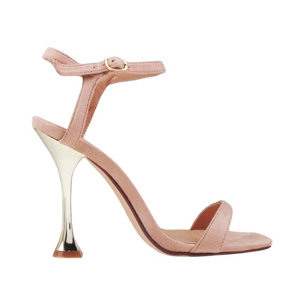 Vegan leather women's block heel with lace front in nude