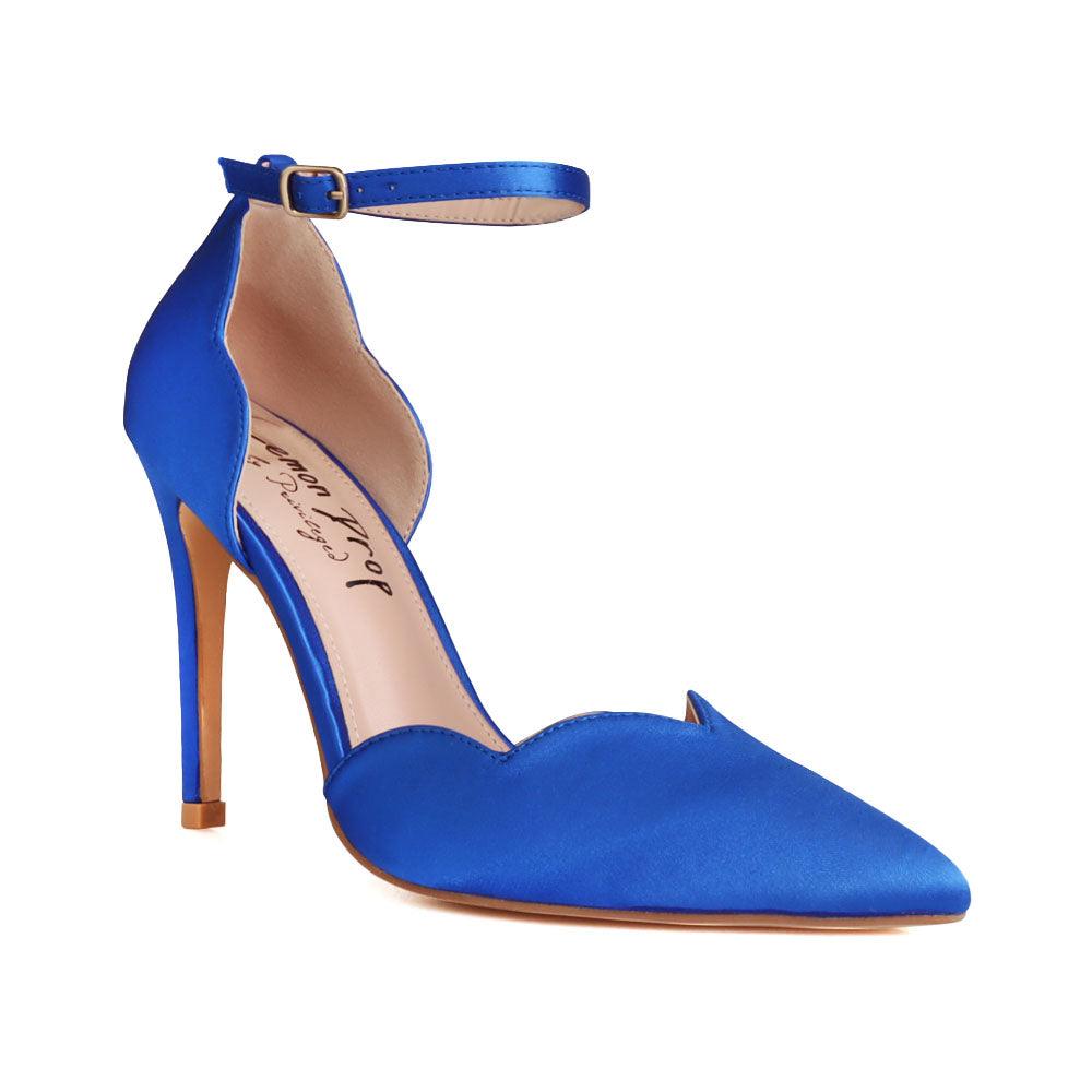 Blue women heels-corner view