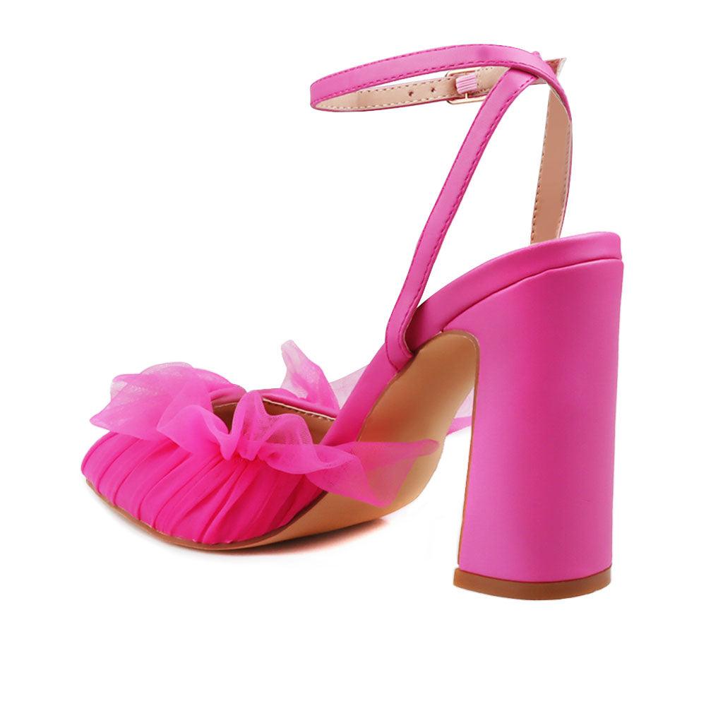 Pink women heels with frill-posterior view