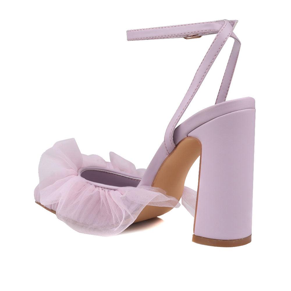 Purple women heels with frill-posterior view