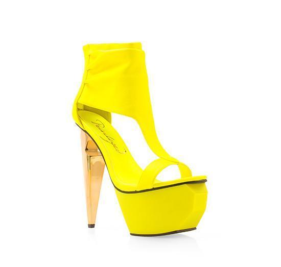 Neon yellow pointy-toed silhouette heel in suede for women-corner view