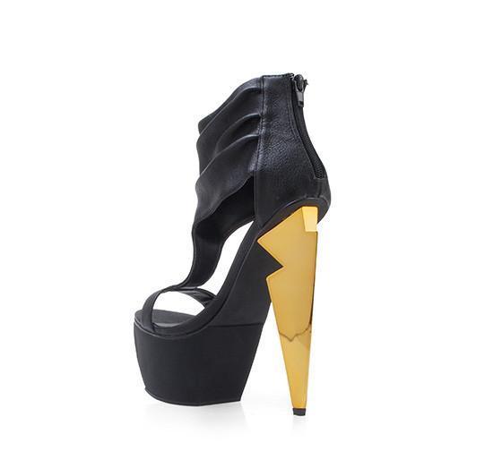 Pointy-toed suede silhouette women heels in black-posterior view