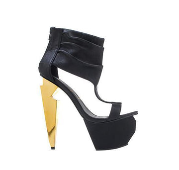 Pointy-toed suede silhouette women heels in black-side view
