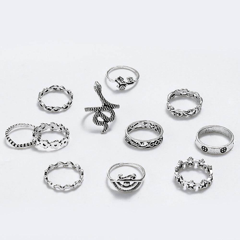 Snake lady women's rings set in silver