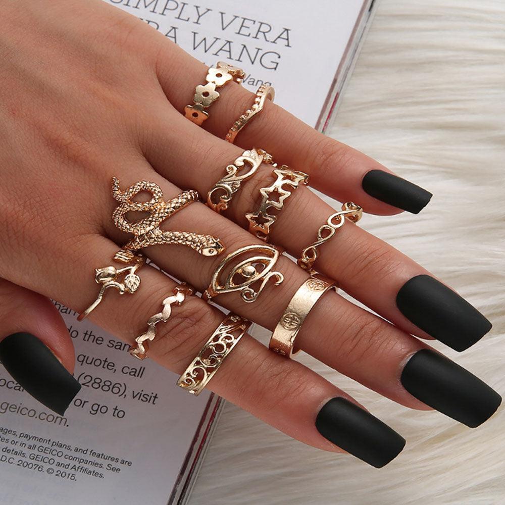 Snake lady women's rings set in gold