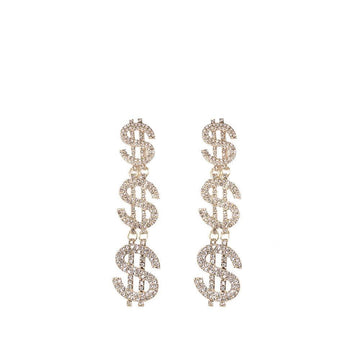 Dollar shaped diamond rhinestone women's earrings