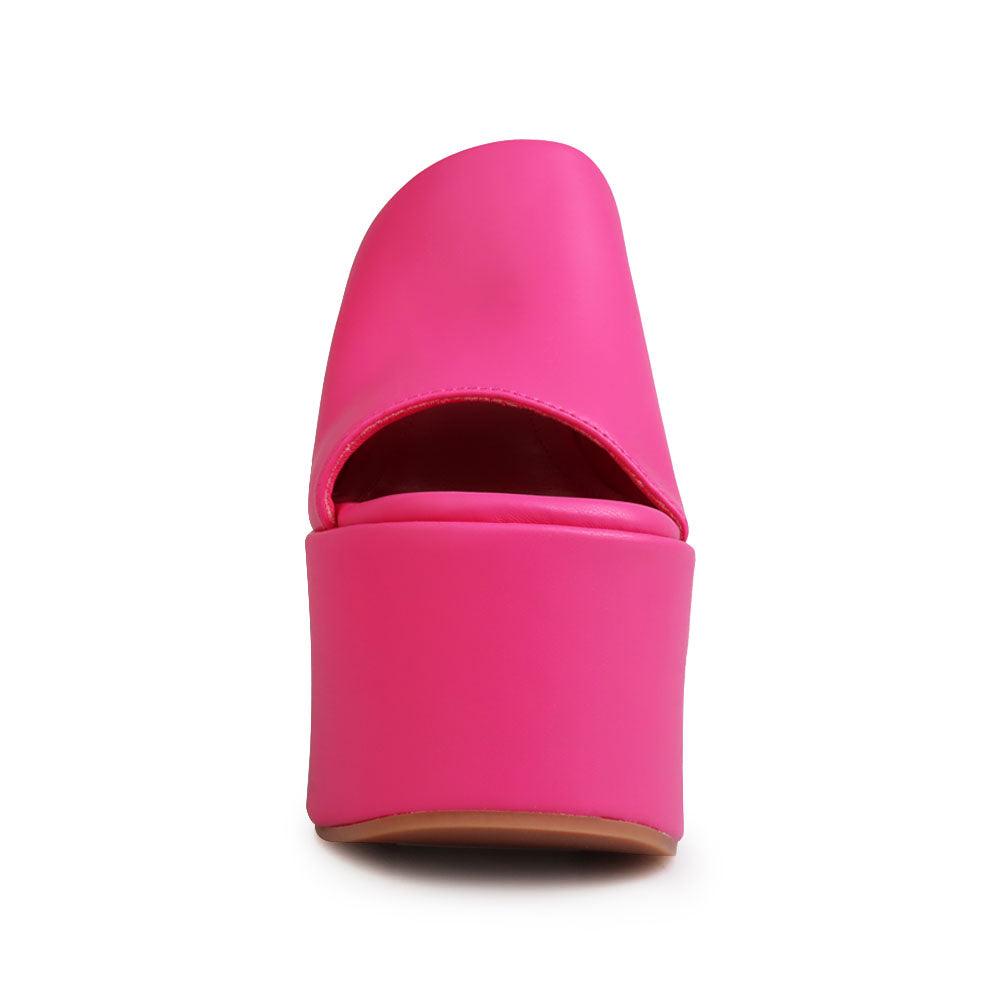 women's slip-on simple pink-colored platform-front view