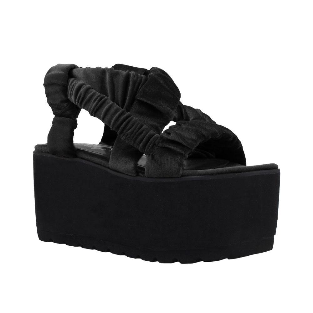 Black women shoes with black colored platform-corner view