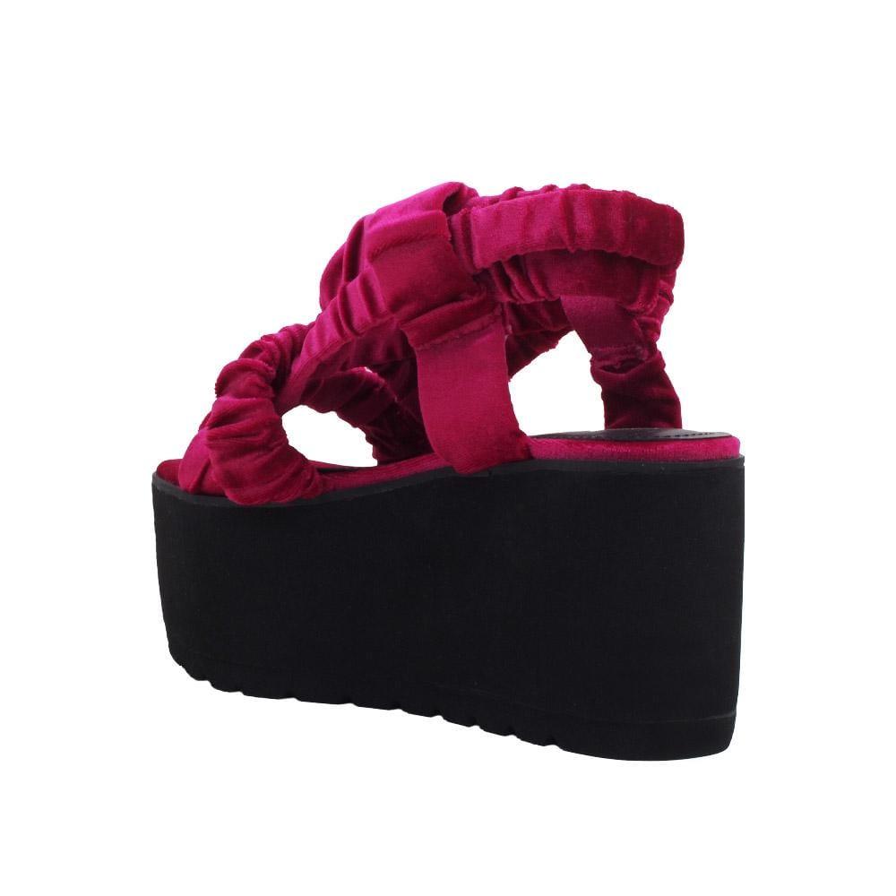 Plum women shoes with black colored platform-posterior view