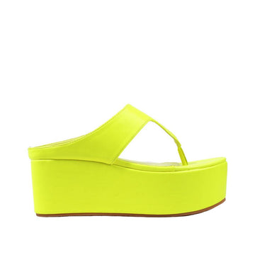 Slip-on women's platform in neon yellow color-side view