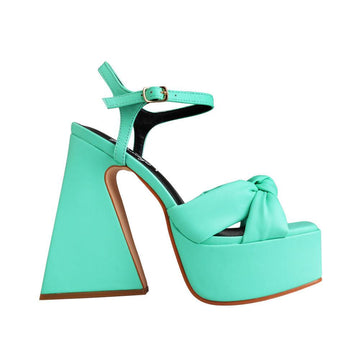 Women block heel with platform in mint-side view