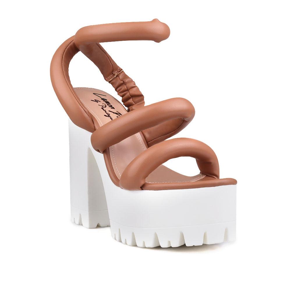 Women sneaker block heel in nude-corner view