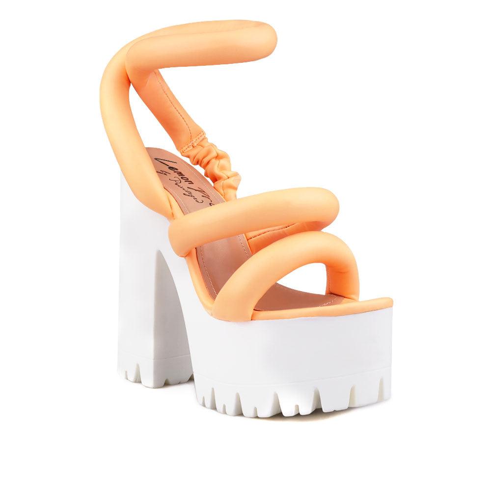 Women sneaker block heel in coral-corner view