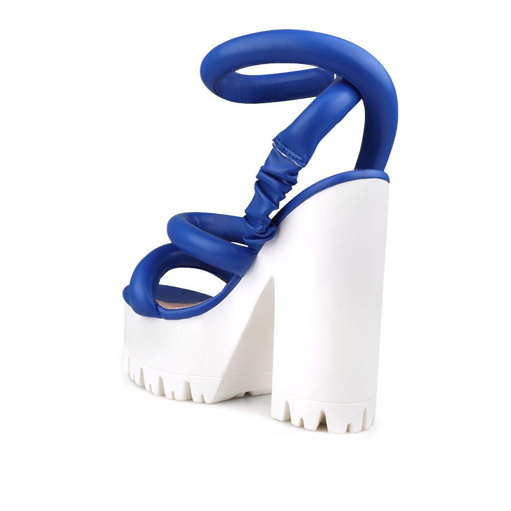 Women sneaker block heel in cobalt-posterior view